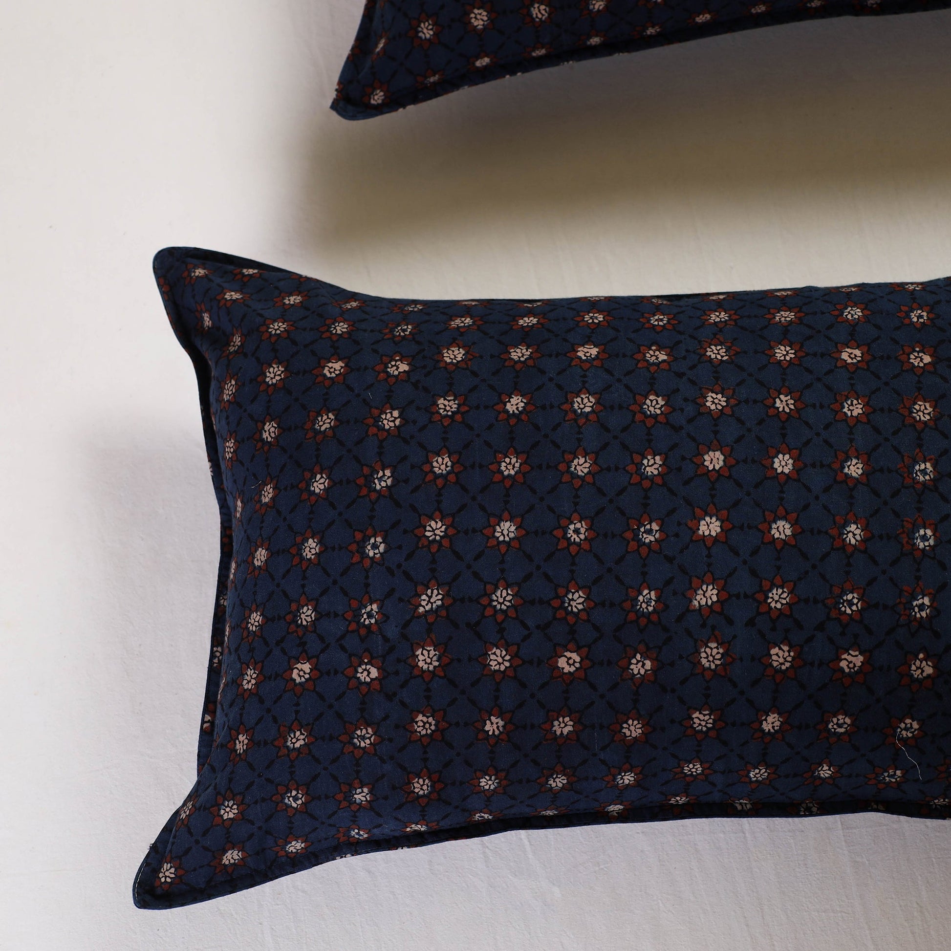 Blue - Ajrakh Block Print Pillow Cover (Set of 2) 06