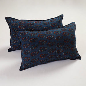 Blue - Ajrakh Block Print Pillow Cover (Set of 2) 07