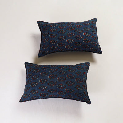 Blue - Ajrakh Block Print Pillow Cover (Set of 2) 07