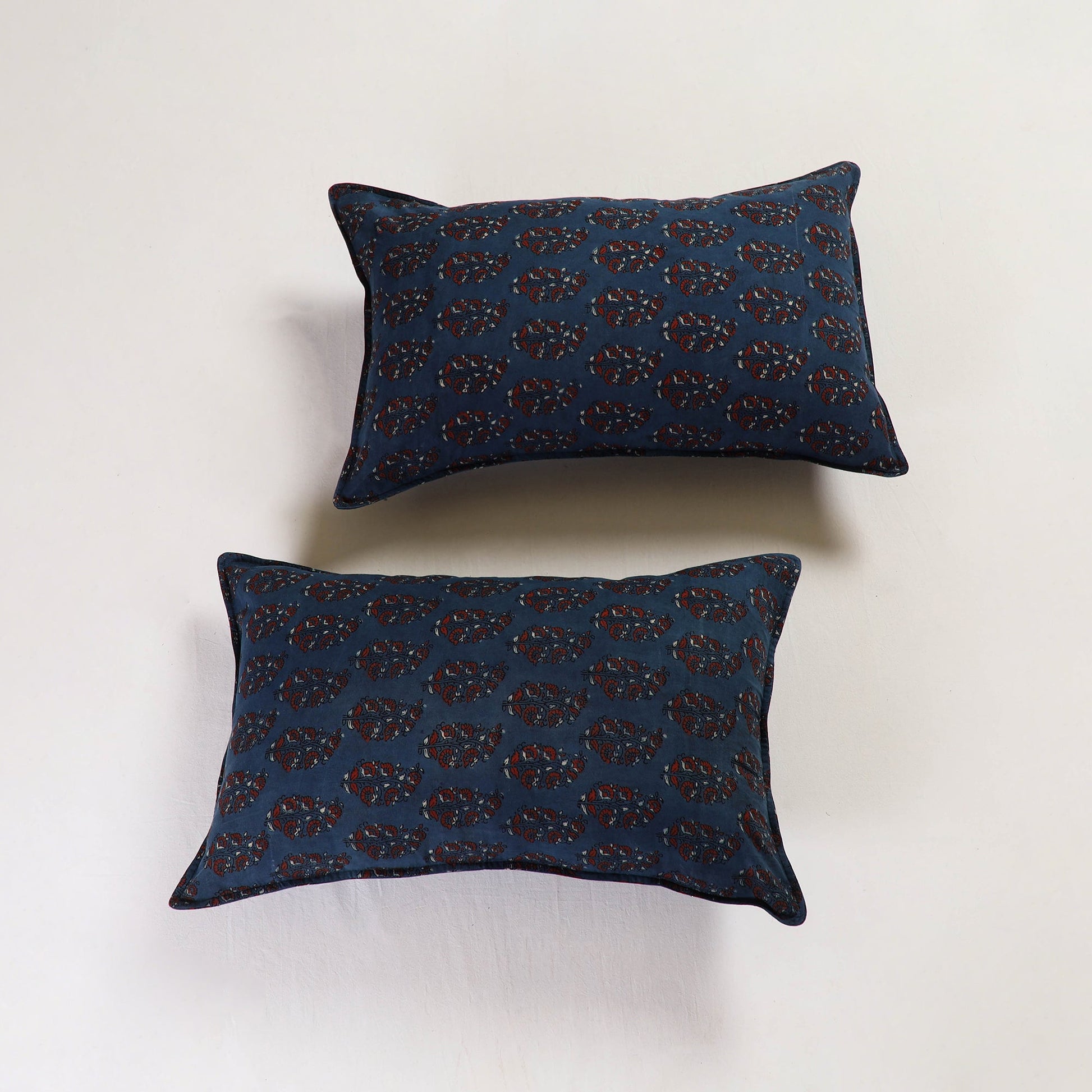 Blue - Ajrakh Block Print Pillow Cover (Set of 2) 07