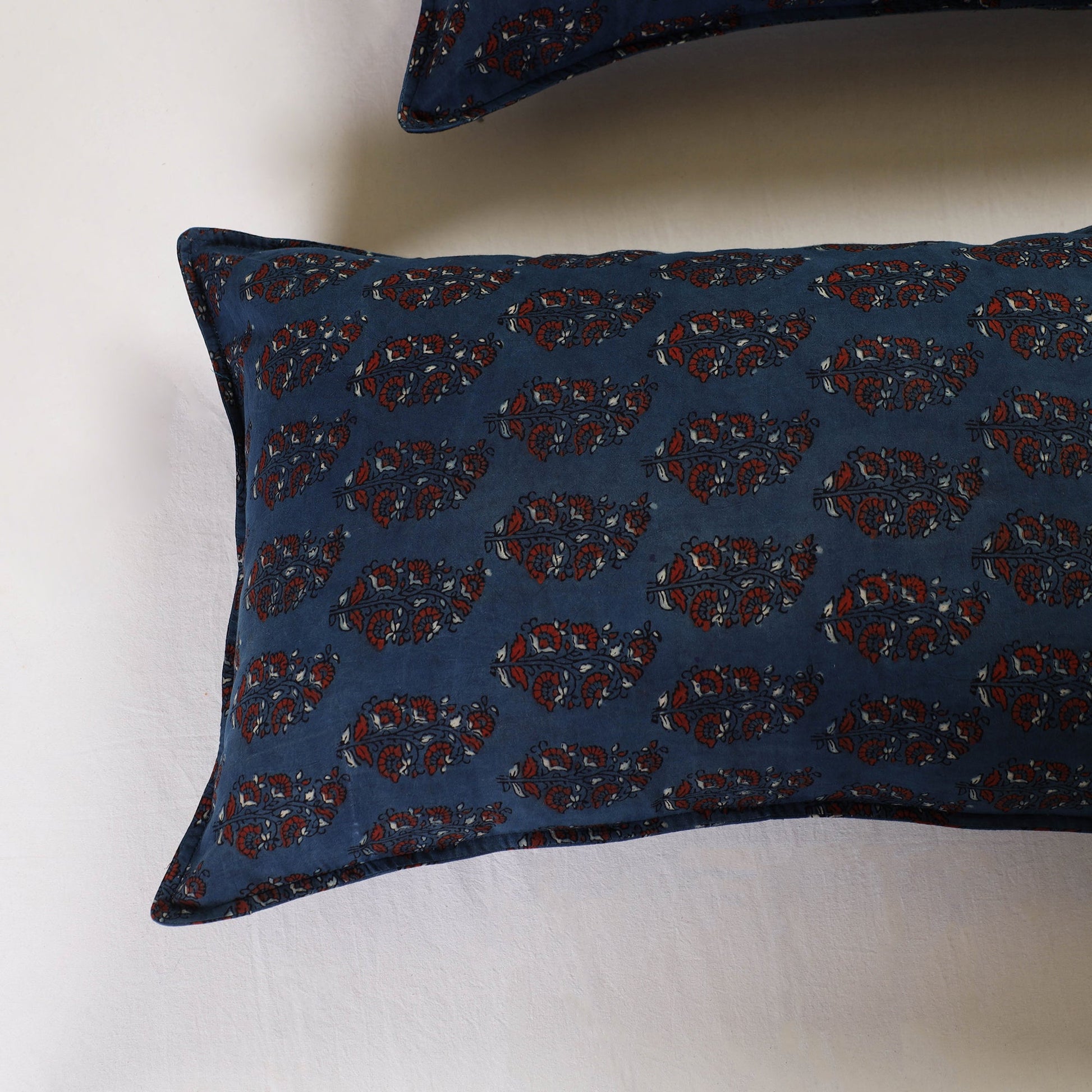 Blue - Ajrakh Block Print Pillow Cover (Set of 2) 07