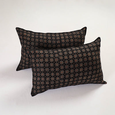 Black - Ajrakh Block Print Pillow Cover (Set of 2) 08