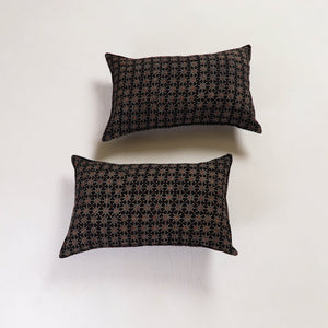 Black - Ajrakh Block Print Pillow Cover (Set of 2) 08