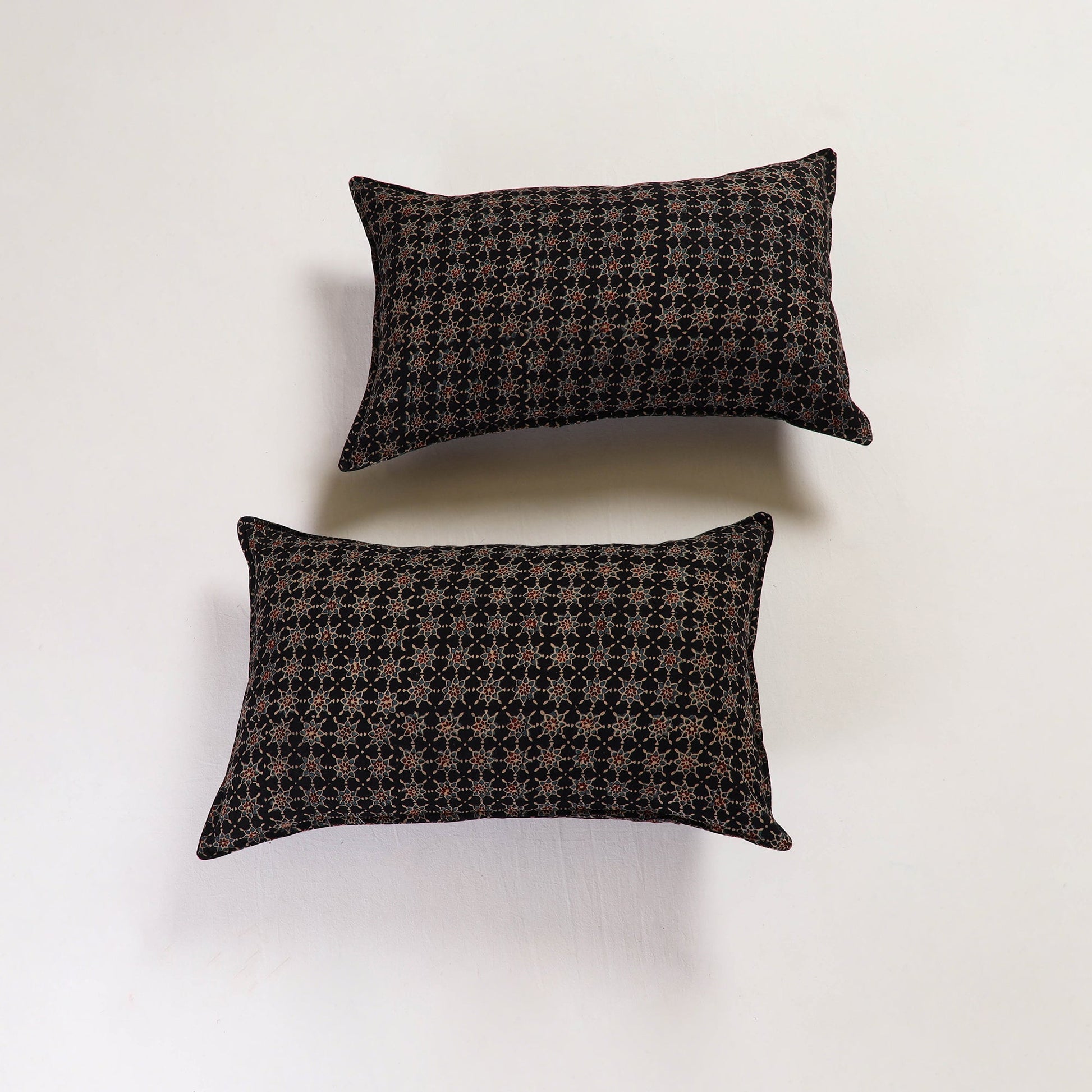 Black - Ajrakh Block Print Pillow Cover (Set of 2) 08