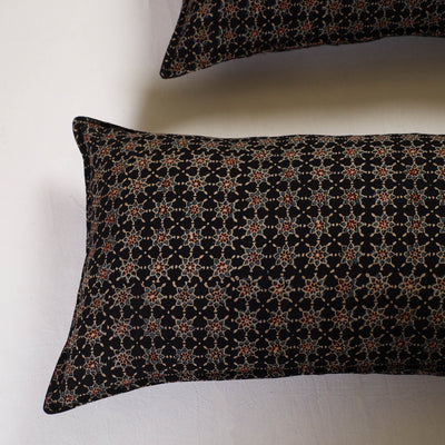 Black - Ajrakh Block Print Pillow Cover (Set of 2) 08