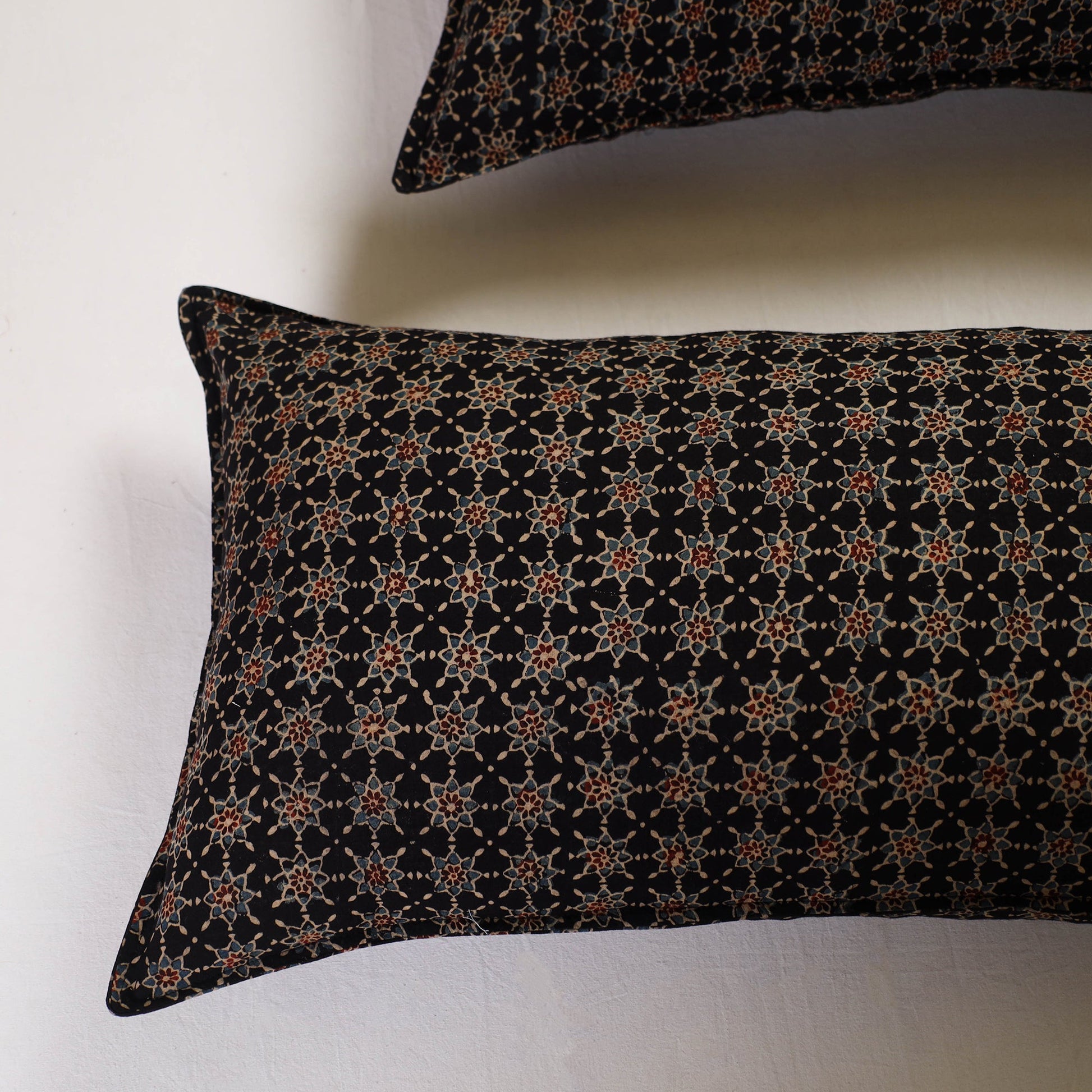 Black - Ajrakh Block Print Pillow Cover (Set of 2) 08