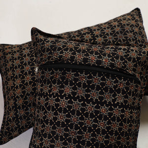 Black - Ajrakh Block Print Pillow Cover (Set of 2) 08