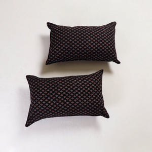 Black - Ajrakh Block Print Pillow Cover (Set of 2) 10