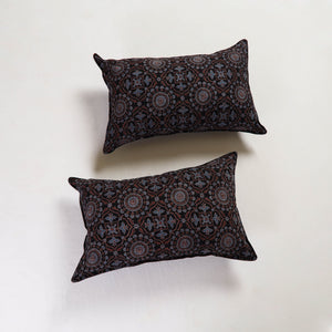 Black - Ajrakh Block Print Pillow Cover (Set of 2) 12