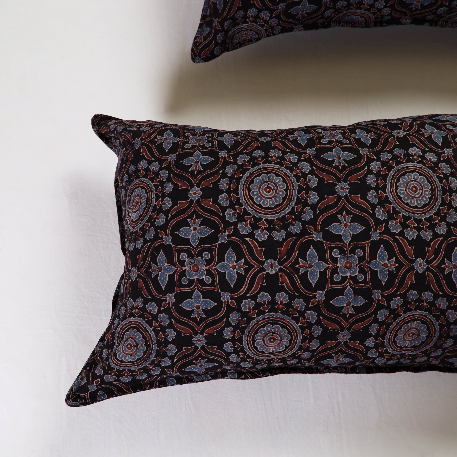 Black - Ajrakh Block Print Pillow Cover (Set of 2) 12