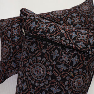 Black - Ajrakh Block Print Pillow Cover (Set of 2) 12