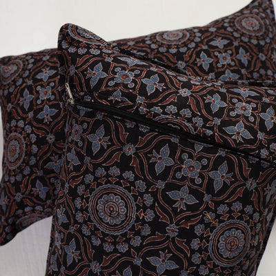 Black - Ajrakh Block Print Pillow Cover (Set of 2) 12
