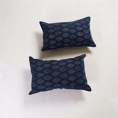 Blue - Ajrakh Block Print Pillow Cover (Set of 2) 13