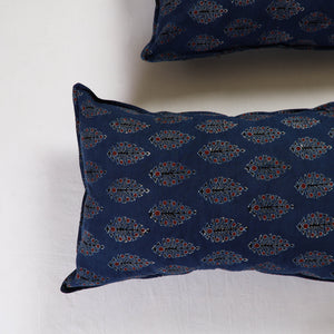 Blue - Ajrakh Block Print Pillow Cover (Set of 2) 13