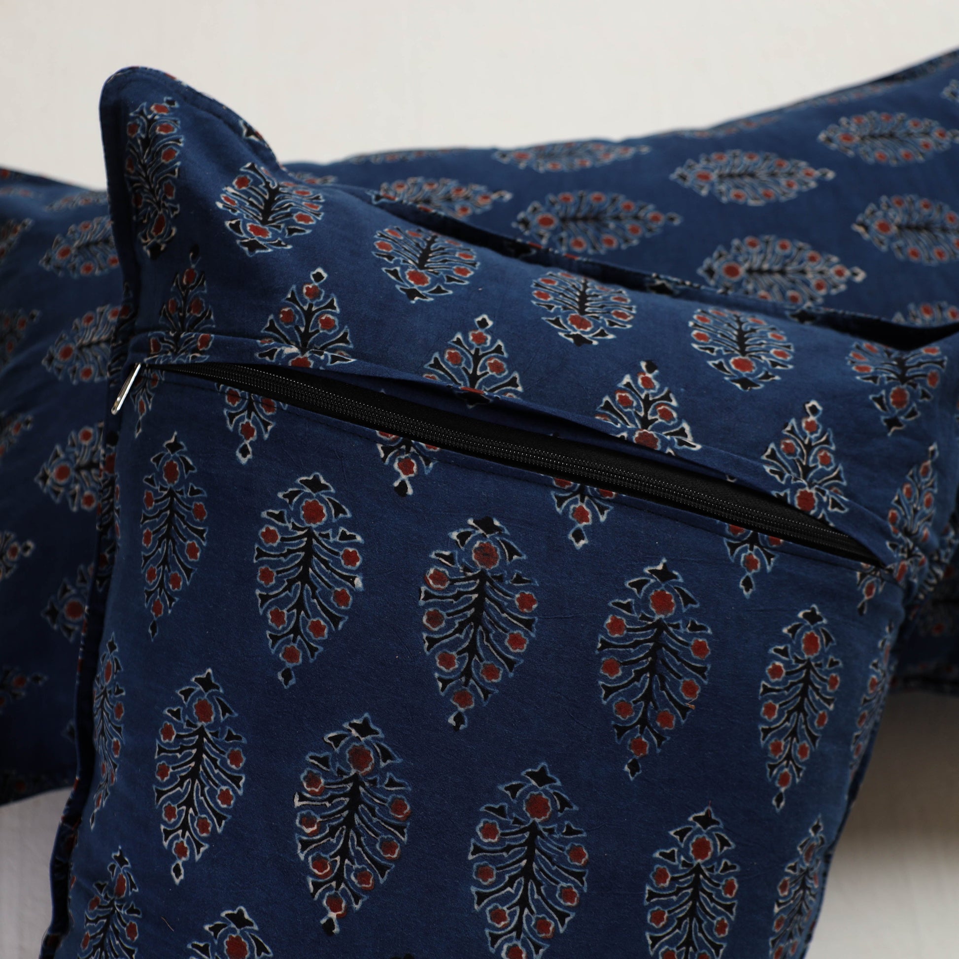 Blue - Ajrakh Block Print Pillow Cover (Set of 2) 13