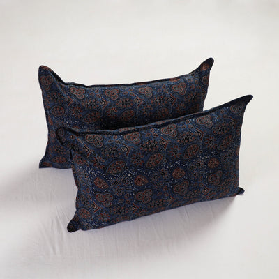 Blue - Ajrakh Block Print Pillow Cover (Set of 2) 14