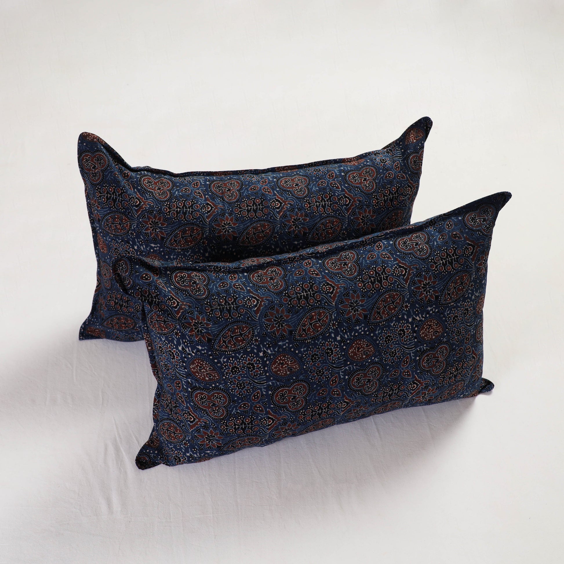 Blue - Ajrakh Block Print Pillow Cover (Set of 2) 14