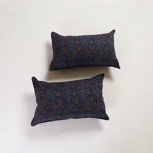 Blue - Ajrakh Block Print Pillow Cover (Set of 2) 14