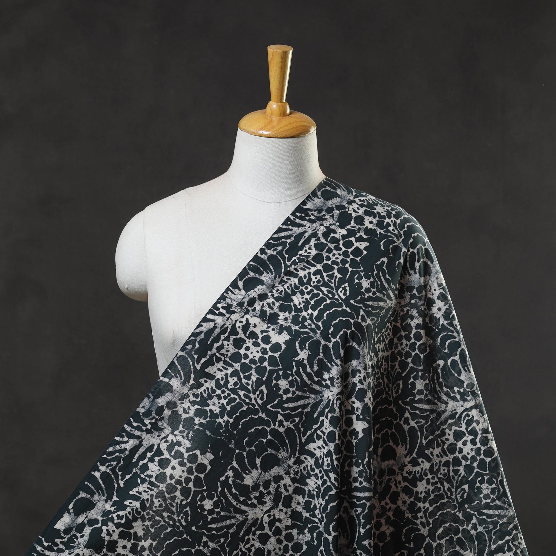 Black - Hand Printed Cotton Batik Fabric 15