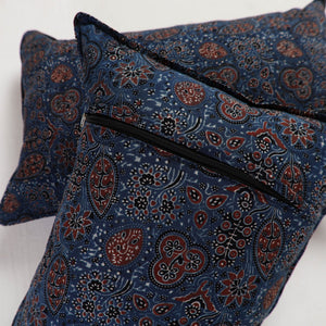 Blue - Ajrakh Block Print Pillow Cover (Set of 2) 14