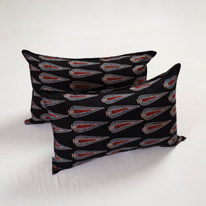 Black - Ajrakh Block Print Pillow Cover (Set of 2) 16