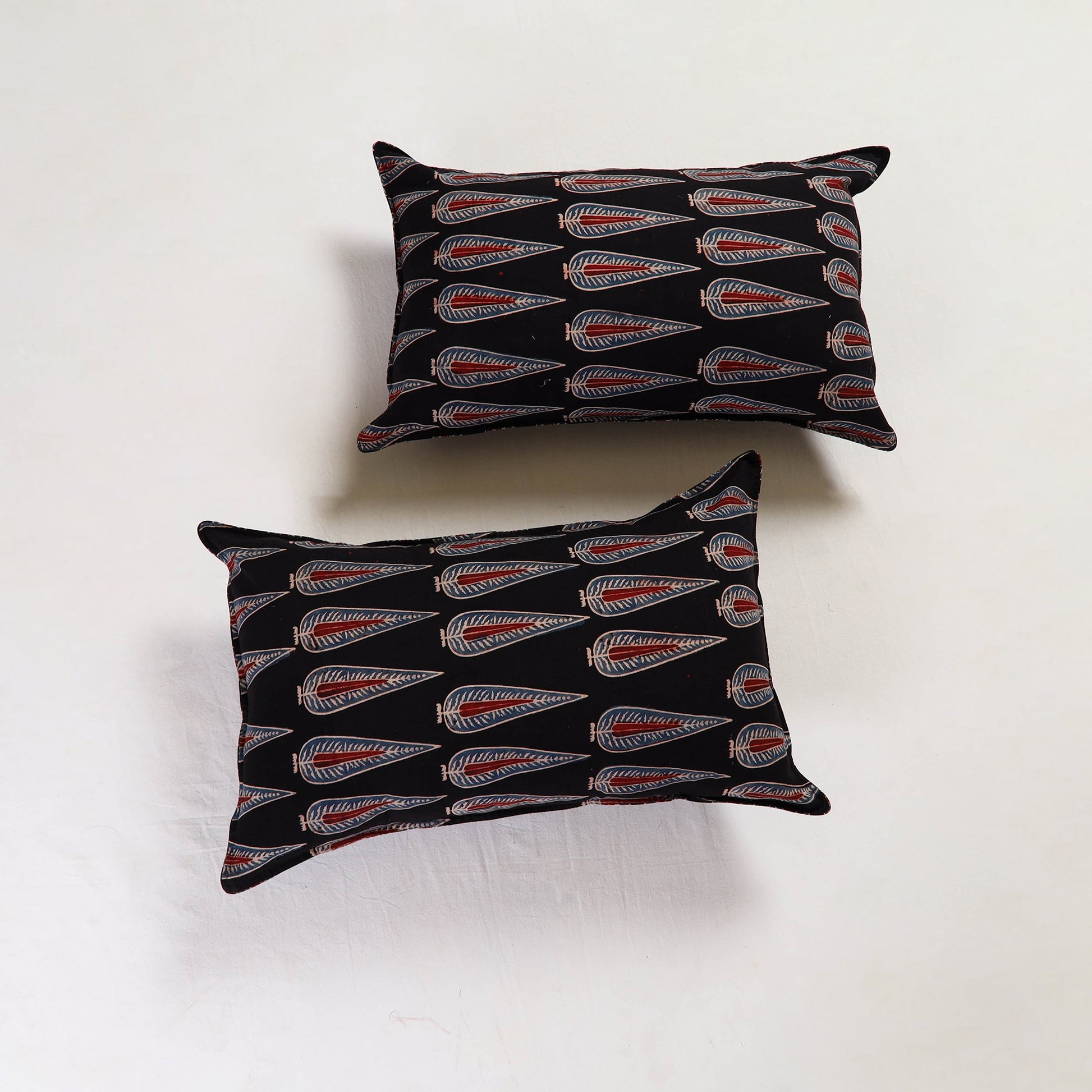 Black - Ajrakh Block Print Pillow Cover (Set of 2) 16