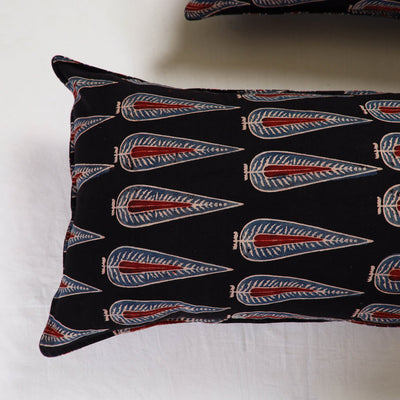 Black - Ajrakh Block Print Pillow Cover (Set of 2) 16