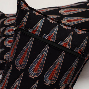 Black - Ajrakh Block Print Pillow Cover (Set of 2) 16
