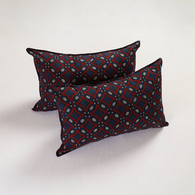 Blue - Ajrakh Block Print Pillow Cover (Set of 2) 17