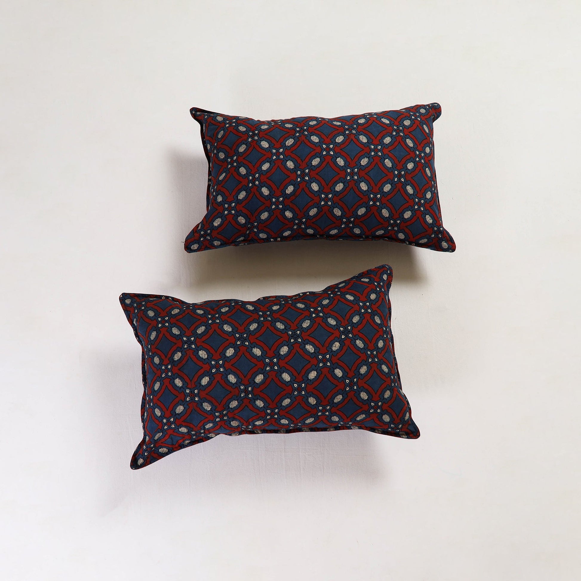 Blue - Ajrakh Block Print Pillow Cover (Set of 2) 17