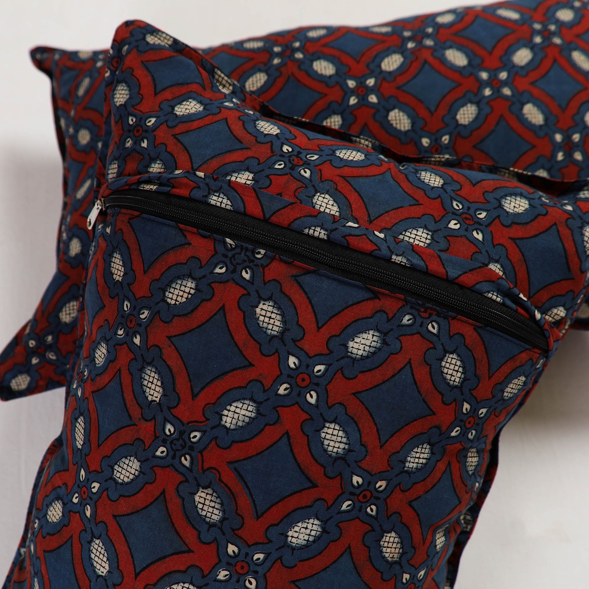 Blue - Ajrakh Block Print Pillow Cover (Set of 2) 17