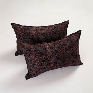 Black - Ajrakh Block Print Pillow Cover (Set of 2) 18