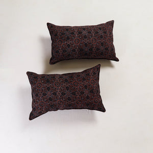 Black - Ajrakh Block Print Pillow Cover (Set of 2) 18
