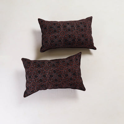 Black - Ajrakh Block Print Pillow Cover (Set of 2) 18