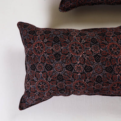 Black - Ajrakh Block Print Pillow Cover (Set of 2) 18