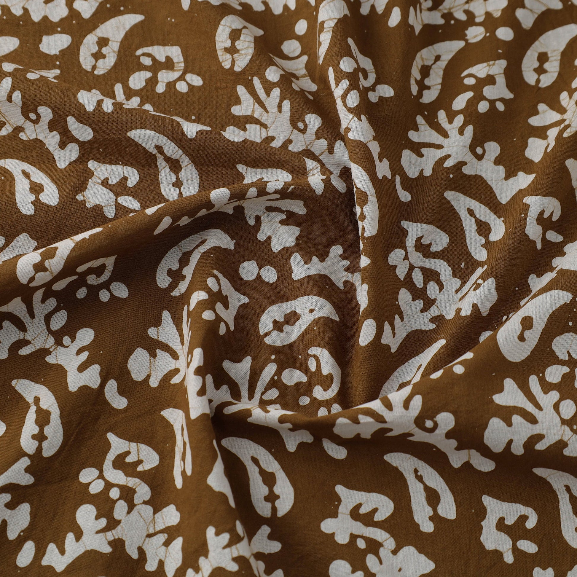 Brown - Hand Printed Cotton Batik Fabric 09