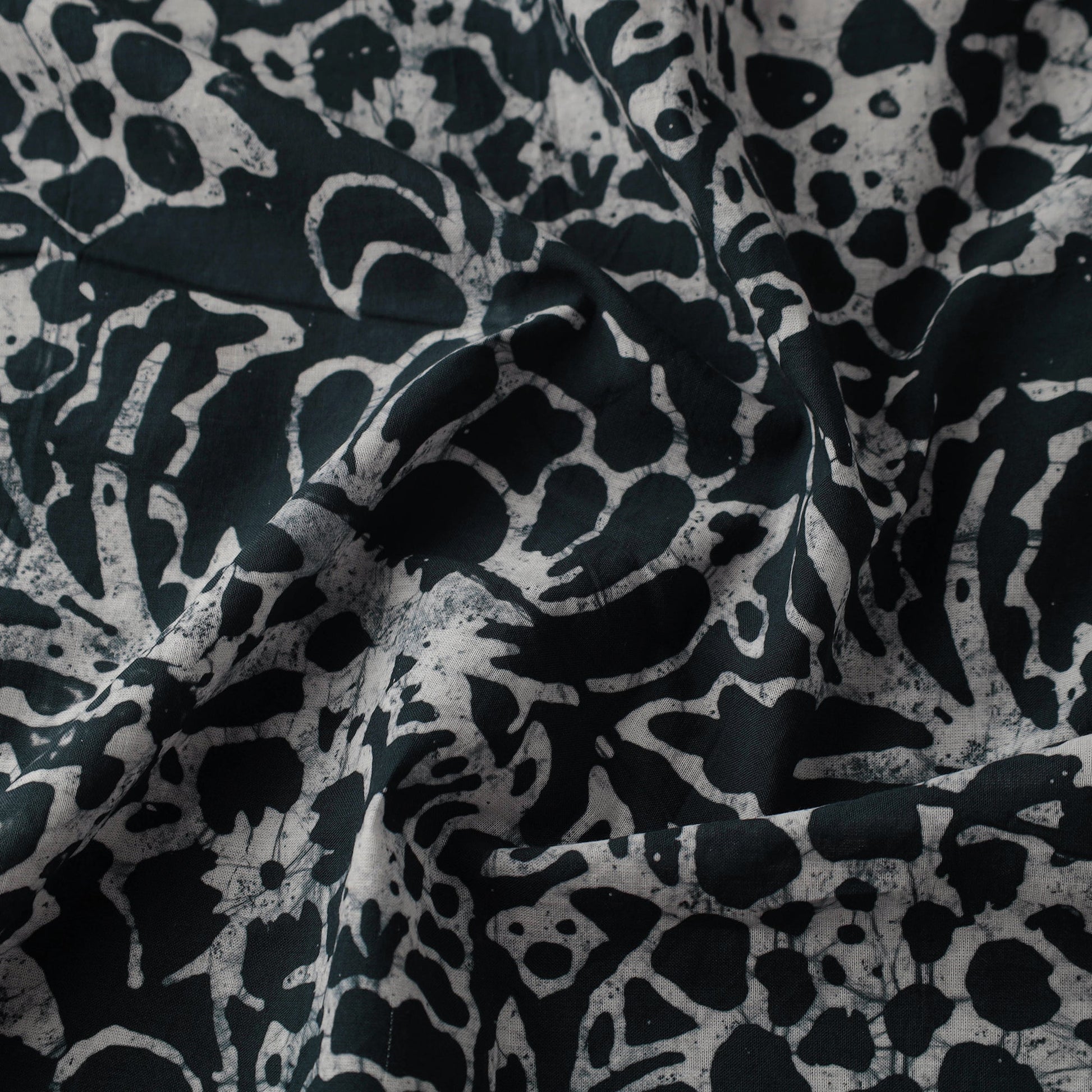 Black - Hand Printed Cotton Batik Fabric 15