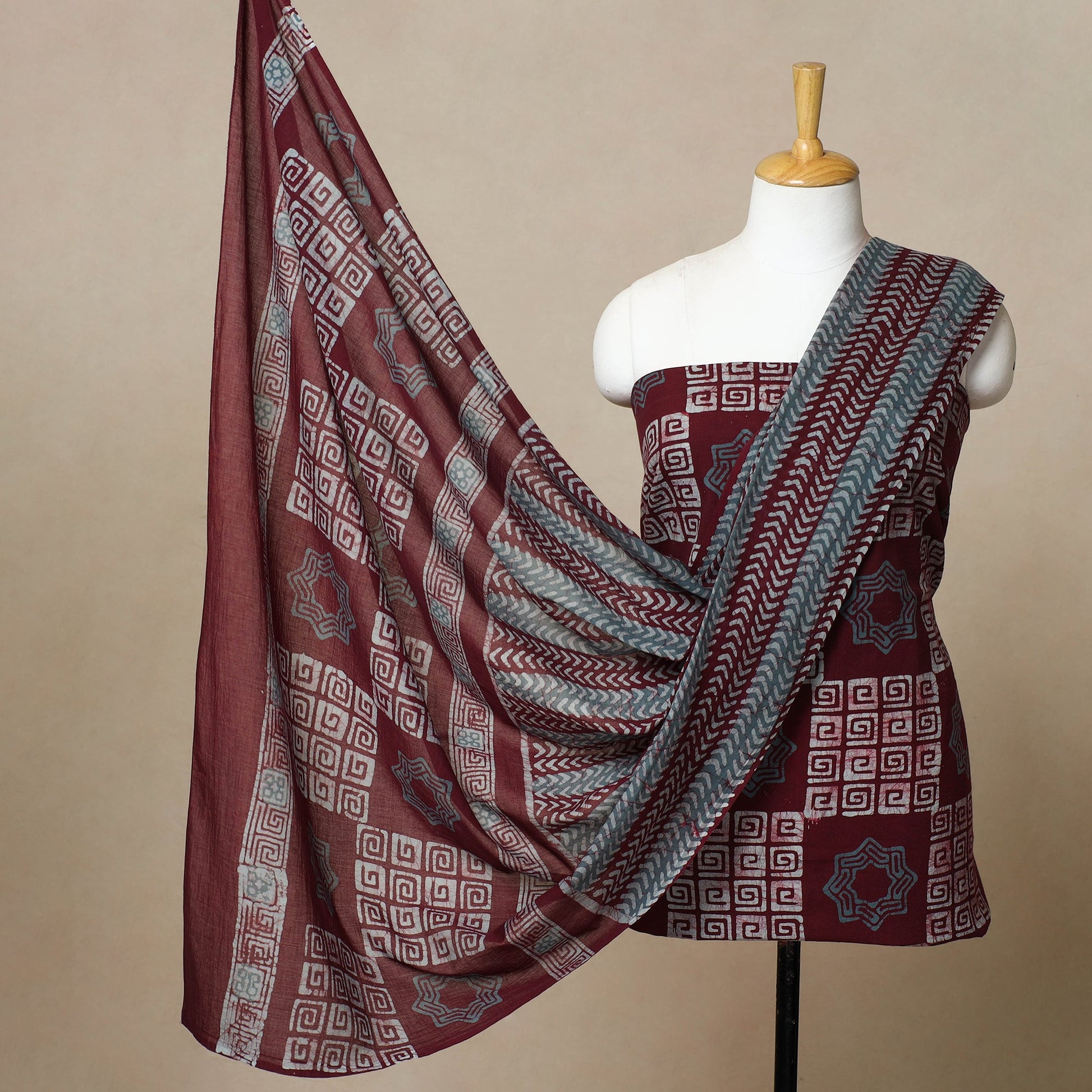 3pc Cotton Kutch Batik Print Dress Material 03
