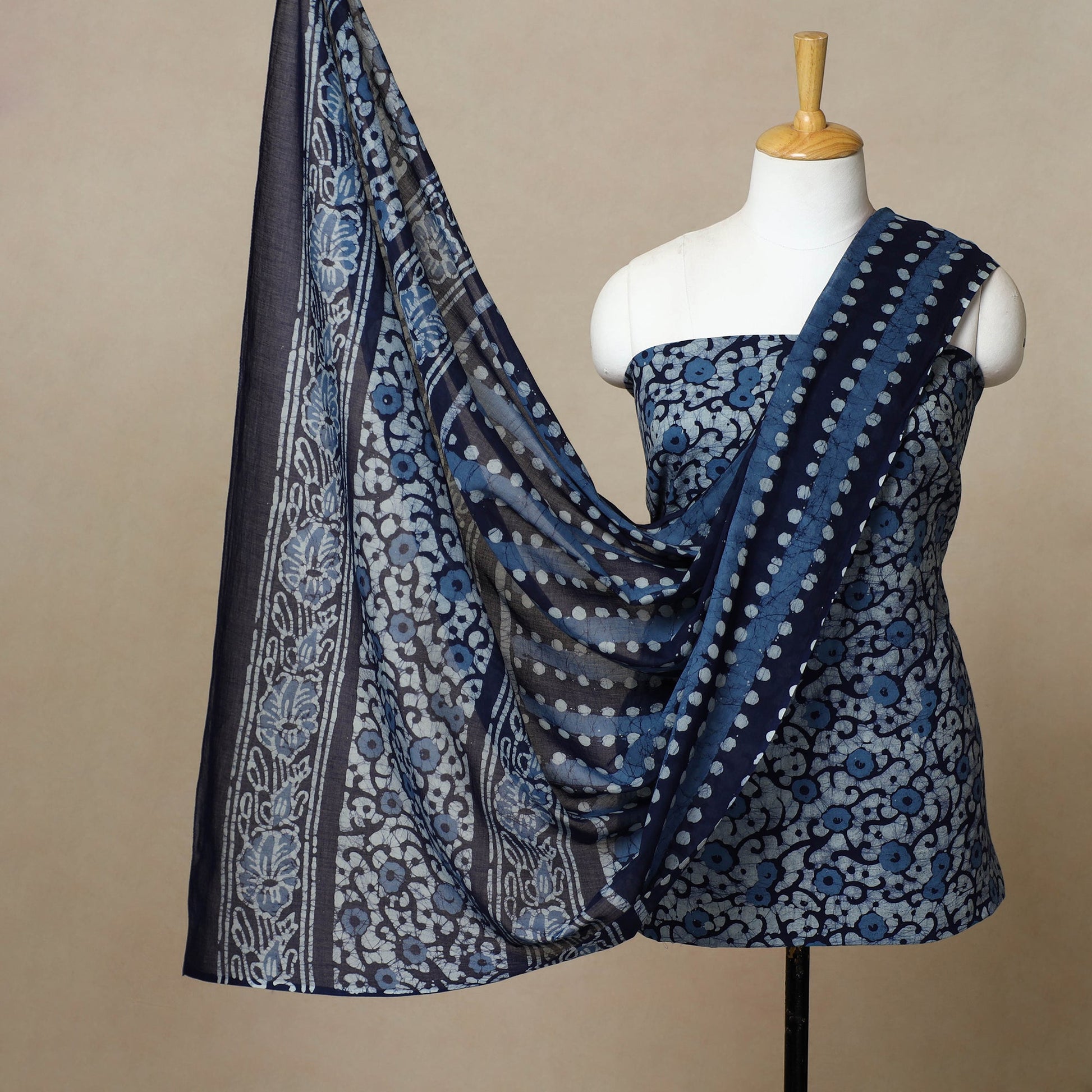 3pc Cotton Kutch Batik Print Dress Material 04
