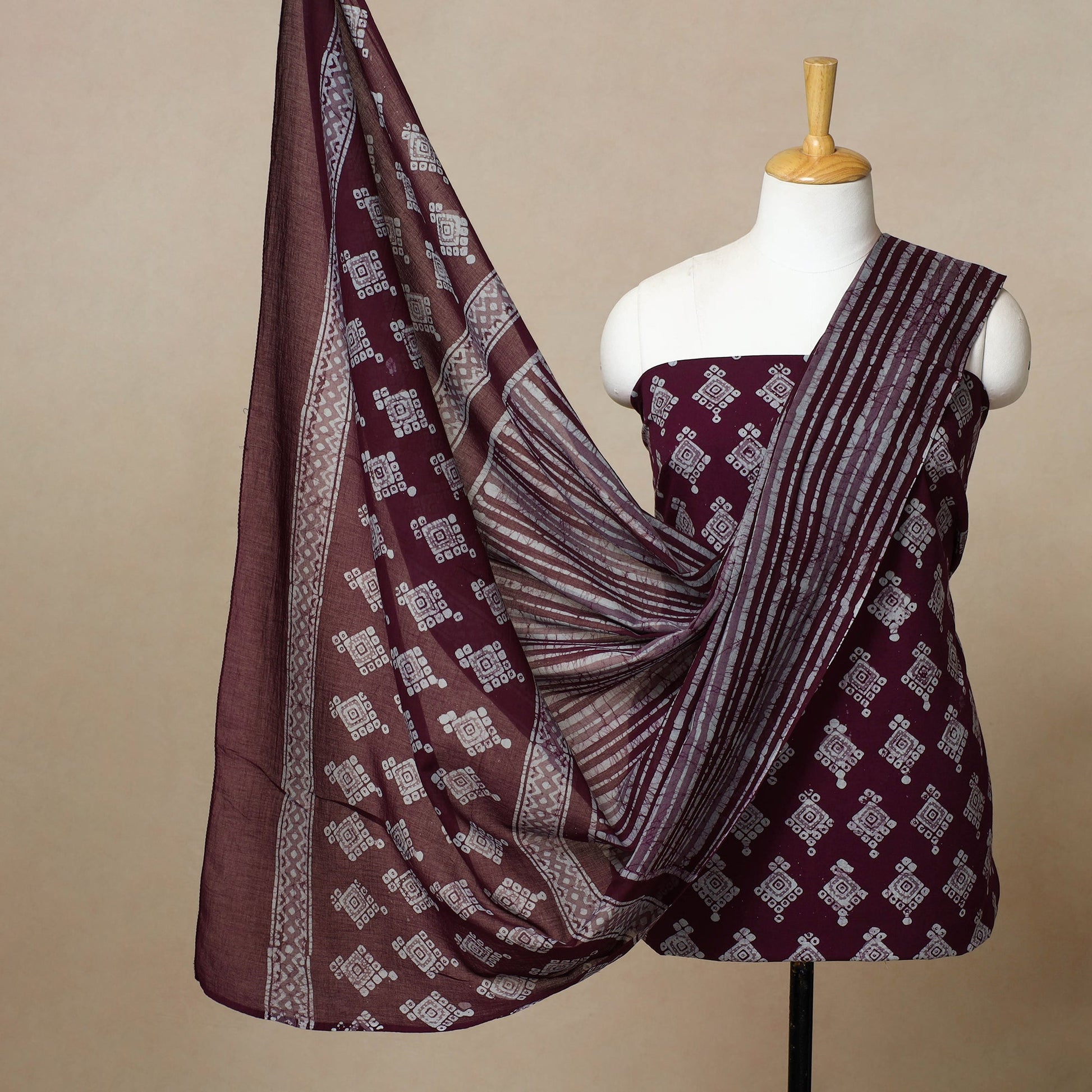 3pc Cotton Kutch Batik Print Dress Material 06