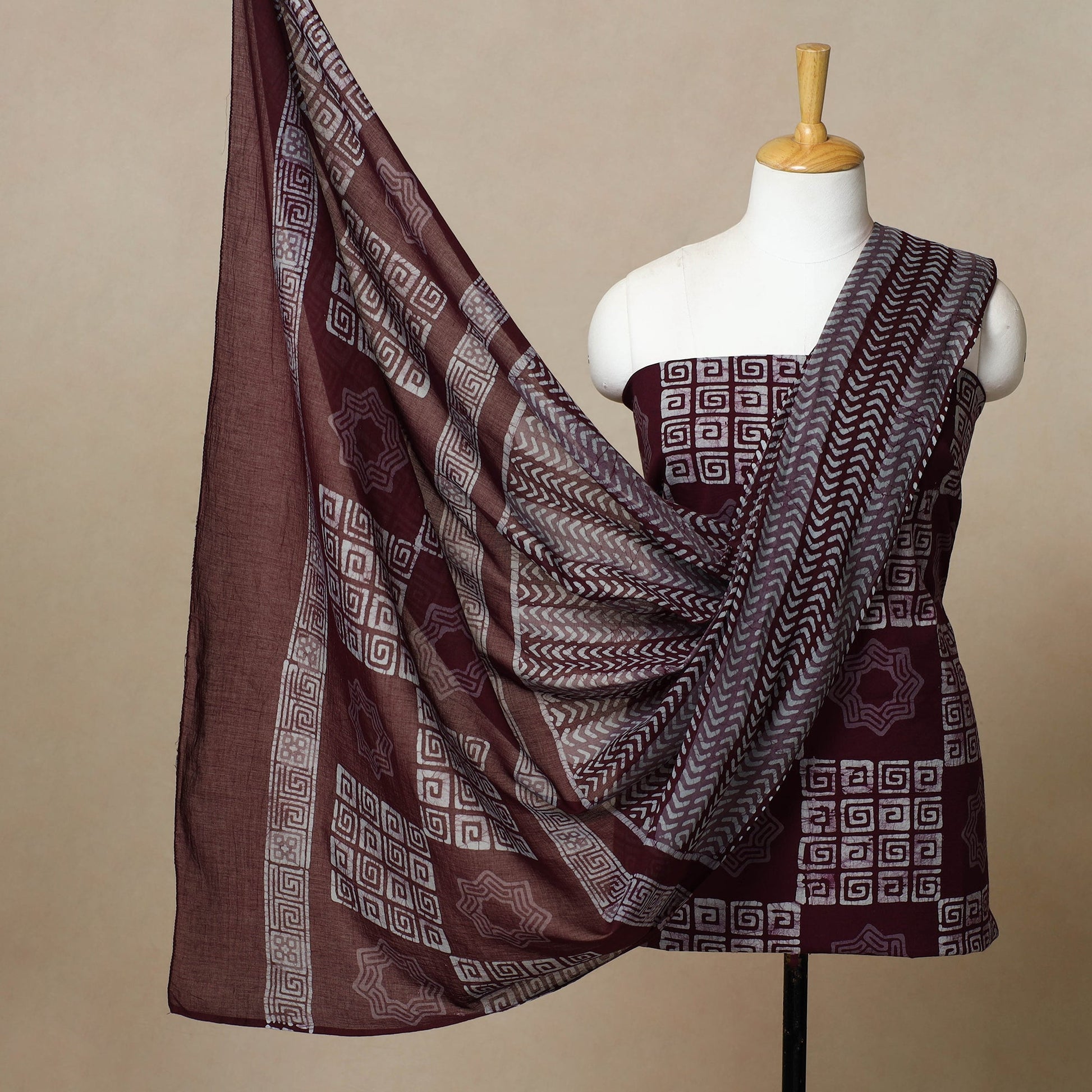 3pc Cotton Kutch Batik Print Dress Material 07