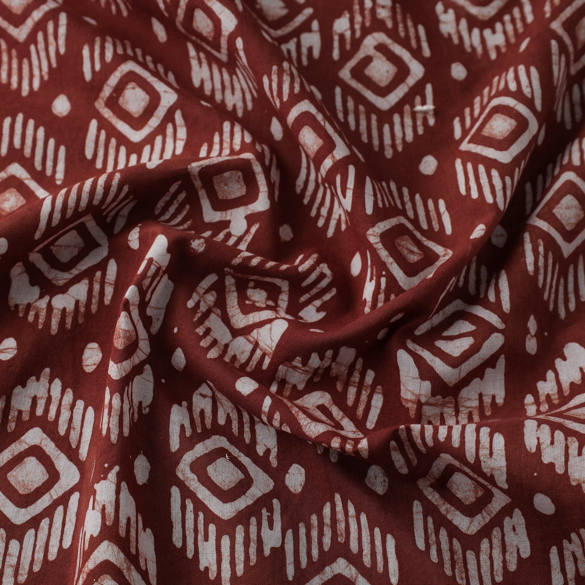 Brown - Hand Printed Cotton Batik Fabric 19