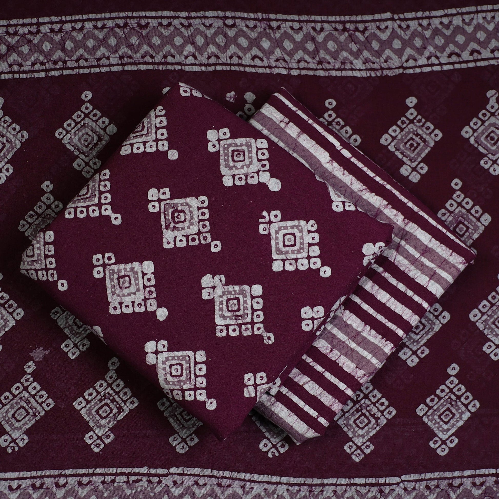 3pc Cotton Kutch Batik Print Dress Material 06