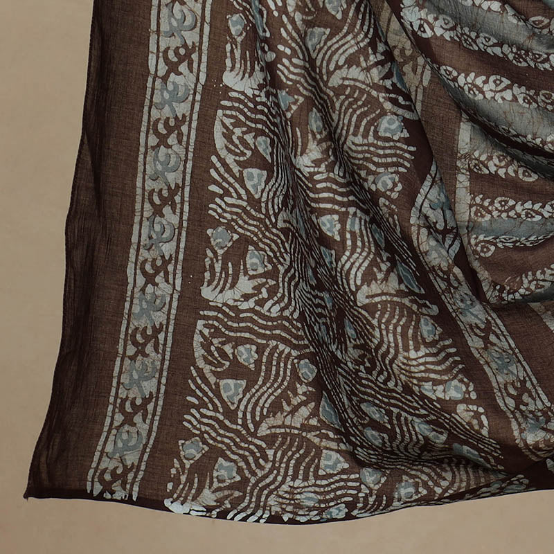 Brown - 3pc Cotton Kutch Batik Print Dress Material 10