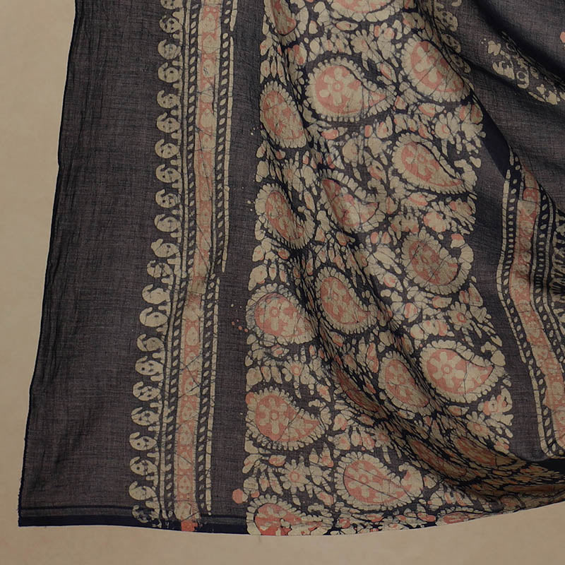 Brown - 3pc Cotton Kutch Batik Print Dress Material 09