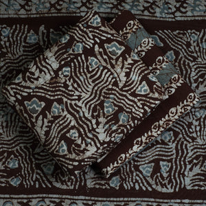 Brown - 3pc Cotton Kutch Batik Print Dress Material 10