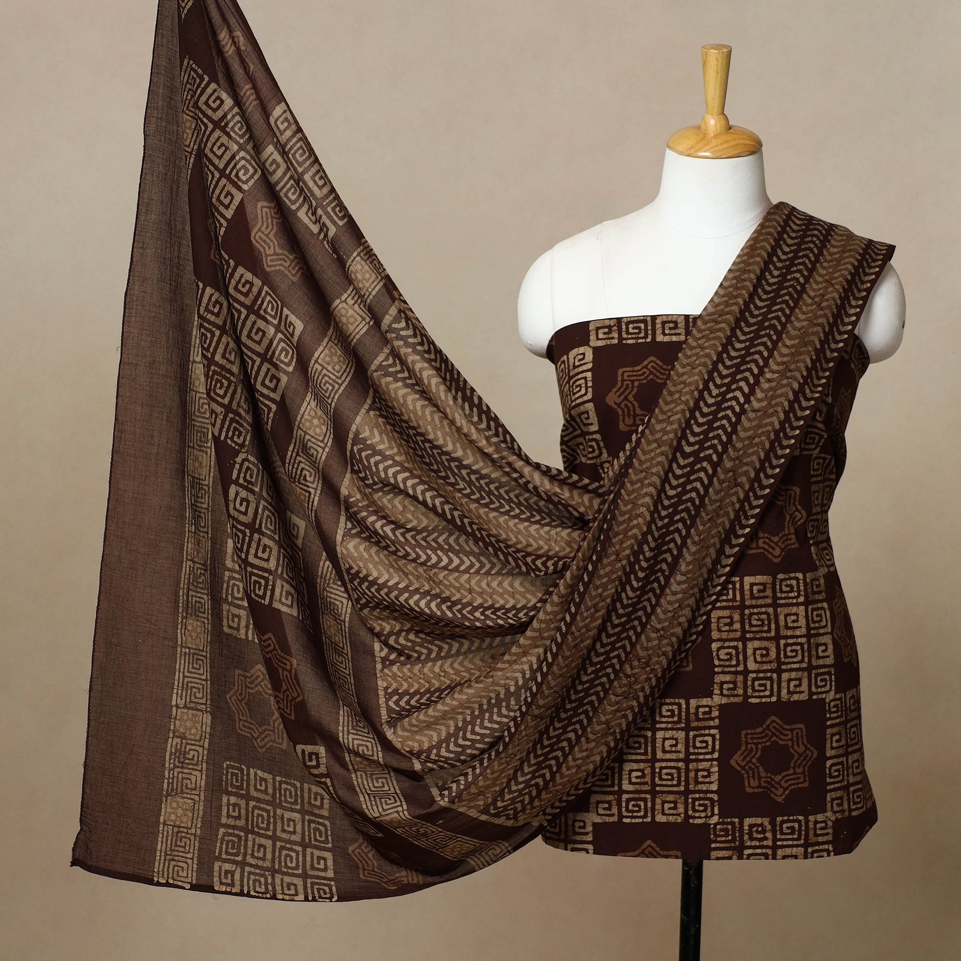 3pc Cotton Kutch Batik Print Dress Material 11