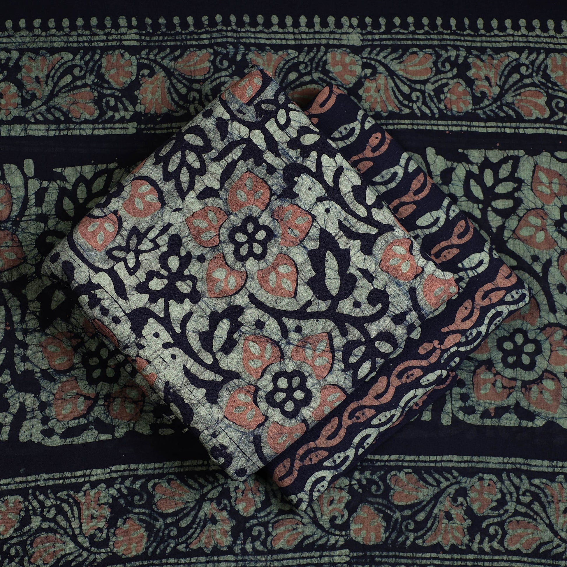 3pc Cotton Kutch Batik Print Dress Material 14