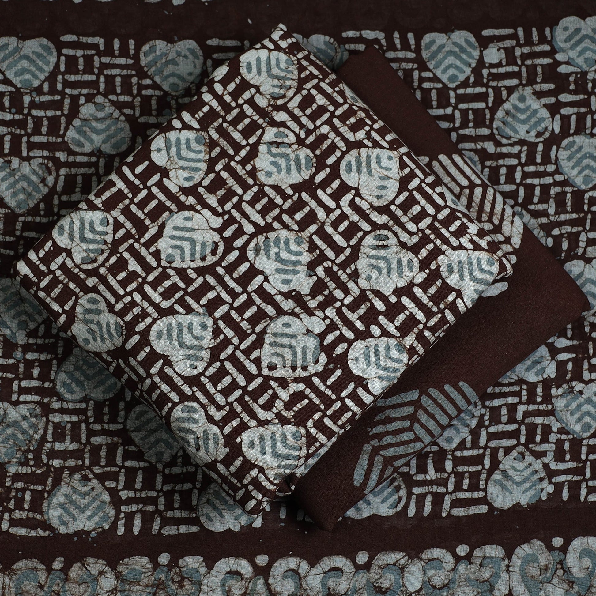 3pc Cotton Kutch Batik Print Dress Material 15