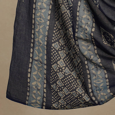 Blue - 3pc Cotton Kutch Batik Print Dress Material 17